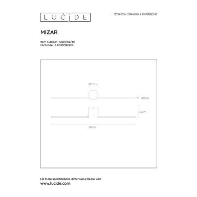 lafabryka.pl Kinkiet MIZAR LED 1x6W 2700K IP44 Black 12201/60/30 Lucide